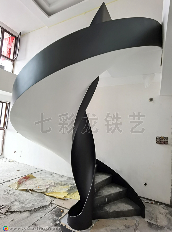 無中柱鋼結構旋轉樓梯板式螺旋梯_4