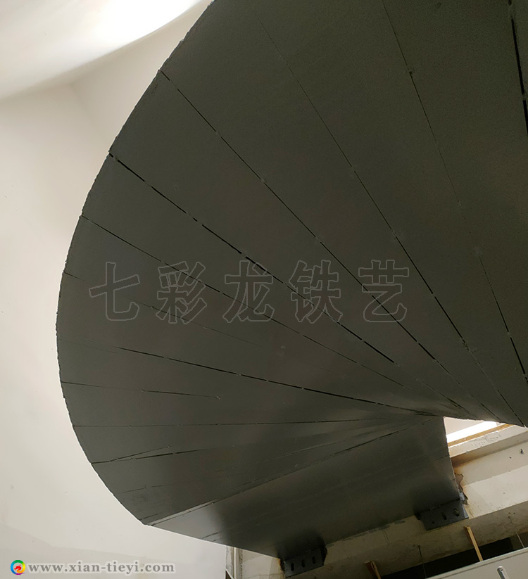 涇陽建工瀾庭溪谷售樓處箱型梁鋼構樓梯_6